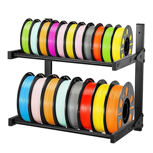 VEVOR Wall Mount Printer Filament Storage Rack, 2-Tier Wall Bracket Storage Shelf, Rolling Filament Spool Holders Racks with Wheels, Filaments Organzied for 3D Printing Studio, Workshop (Shelf Only)