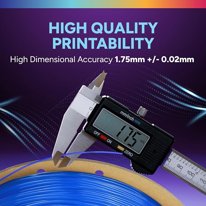 OVERTURE High Speed TPU 95A Flexible 3D Printer Filament 1.75mm | High Elasticity & Durability Filament,1kg Spool(2.2lbs),Fit Most FDM Printer(HS TPU Translucent Blue)