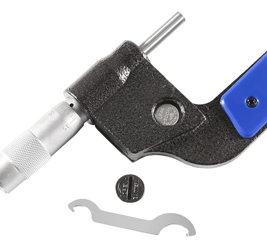 Accusize Industrial Tools 2-3''/50-75 mm by 0.00005''/0.001 mm 7-Key Electronic Digital Micrometer, Water Proof, Ac21-3022 | IP54 Rated, 0.00005"/0.001 mm Resolution, 7-Key, ±0.002" Accuracy