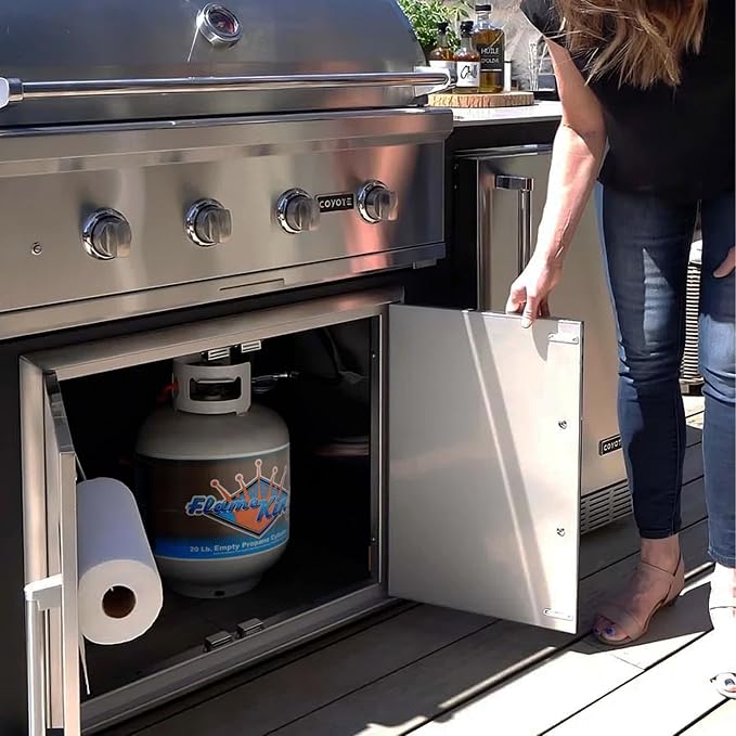 Flame King YSN201b 20 Pound Steel Propane Tank Cylinder with Type 1 Overflow Protection Device Valve for Grills and BBQs, White