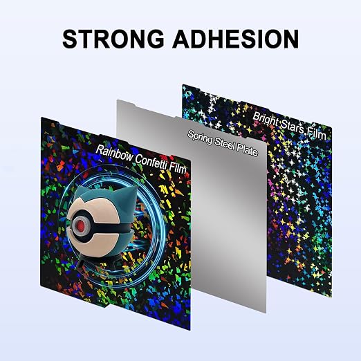 256x268mm PEF+PEY Holographic Build Plate for Anycubic Kobra 3 V2/Kobra 3/Combo/ACE Pro, Rainbow Confetti PEF+Galaxy PEY Spring Steel Plate Print Bed for Anycubic Kobra 3 3D Printer
