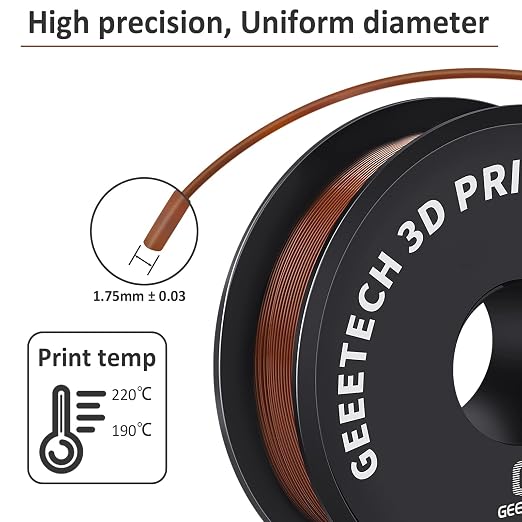Geeetech PLA Filament 1.75mm Brown, Neatly Wound 3D Printer Filament 1kg Spool (2.2lbs), Dimensional Accuracy +/- 0.02 mm, 3D Printing Filament Fit Most FDM Printer, New Brown