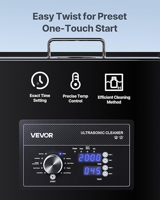 VEVOR 30L Ultrasonic Cleaner, Professional Ultrasonic Cleaner Machine with Knob Control, Stainless Steel Cleaning Machine with Basket and Cleaning Ball, for Watches, Razors, Jewelry, Coins and More
