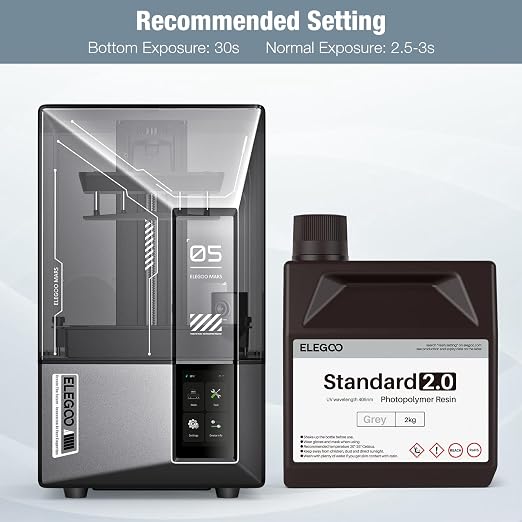 ELEGOO 3D Printer Resin, 405nm Fast UV Curing Standard Photopolymer Resin, High Precision, Non Toxic 3D Resin for Saturn 4/Saturn 3/Mars 5/Mars 4, LCD/MSLA/DLP 3D Printing, Clear Red 2000G