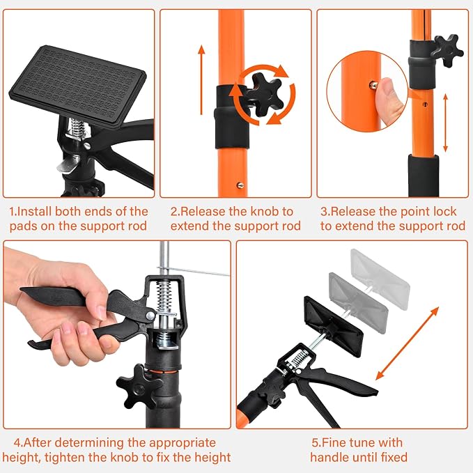 Adjustable Support Pole - Cabinet Jack, Drywall Lift, 4-Pack,45-114Inch Adjustable Height, Supports Up to 154lbs, Telescopic 3rd Hand System for Ceiling, Cargo Bars, Cabinet Installation