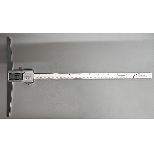 12" / 300mm Digital Depth Gauge with 12" Base, Stainless Steel Electronic Measuring Tool, IP54 Waterproof Depth Caliper for Grooves, Slots, Holes, CNC, Woodworking & Metalworking (Base Length: 12")
