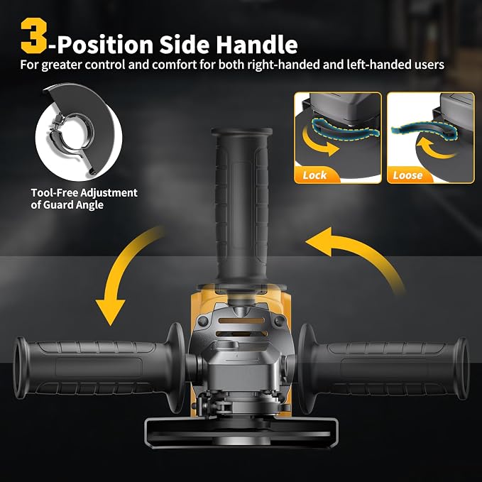 Angle Grinder 4-1/2" Cordless Compatible with DEWALT 20V Max Battery, Brushless Grinder Tool, 6 Variable Speed for Cutting Grinding Polishing (Tool Only)
