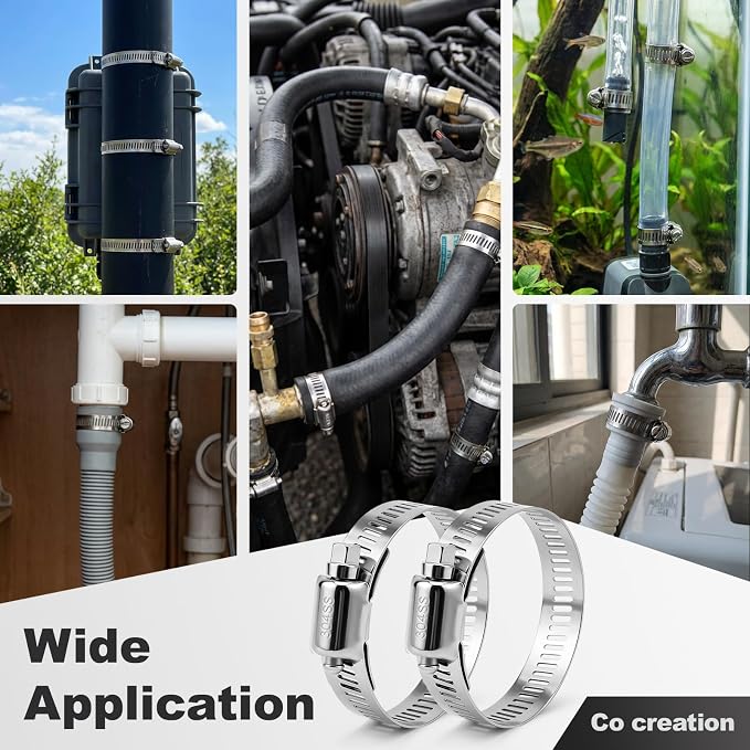 Hose Clamps Stainless Steel, Cut-To-Fit 32.81FT Metal Strap and 20 Fasteners, Worm Gear Drive Hose Clamp Metal Fuel Line Pipe Clamp for Plumbing, Automotive And Mechanical Application