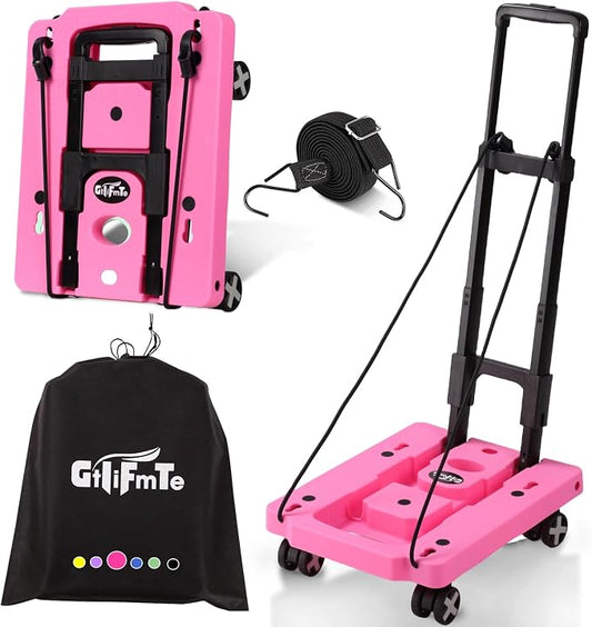 Folding Hand Truck Lightweight Hand Truck Dolly Foldable,Luggage cart with 4 Rotate Wheels, Utility Cart with Adjustable Handle,Collapsible Dolly for Moving