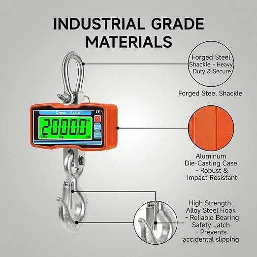 RESHY 4400lbs / 2 Ton Digital Crane Scale, 1lb (0.5kg) Accuracy Heavy Duty Industrial Hanging Scale with Wireless Remote for Farm, Hunting, Warehouse