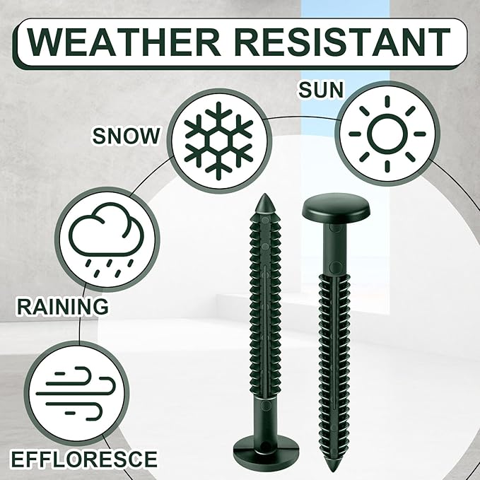 Blulu 36 Pcs 3 Inch Vinyl Shutter Fastener Window Panel Peg Lok Pin Pegs Screws Shutter Spikes Anchor (Midnight Green)