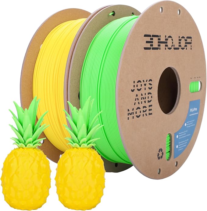 3DHoJor PLA Pro (Plus) Filament 1.75mm, 3D Printer Filament, Cardboard Spool 3D Printing Filament, Dimensional Accuracy +/- 0.03 mm- Green+Yellow