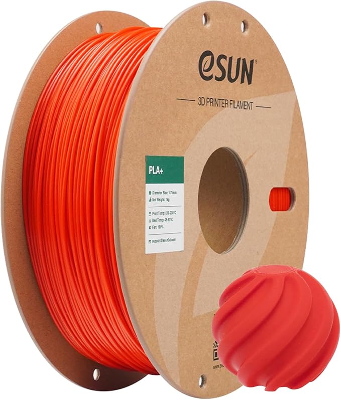 eSUN PLA+ Filament 1.75mm, 3D Printer Filament PLA Plus, Dimensional Accuracy +/- 0.03mm, 1KG Spool (2.2 LBS) 3D Printing Filament for 3D Printers, RGB Red