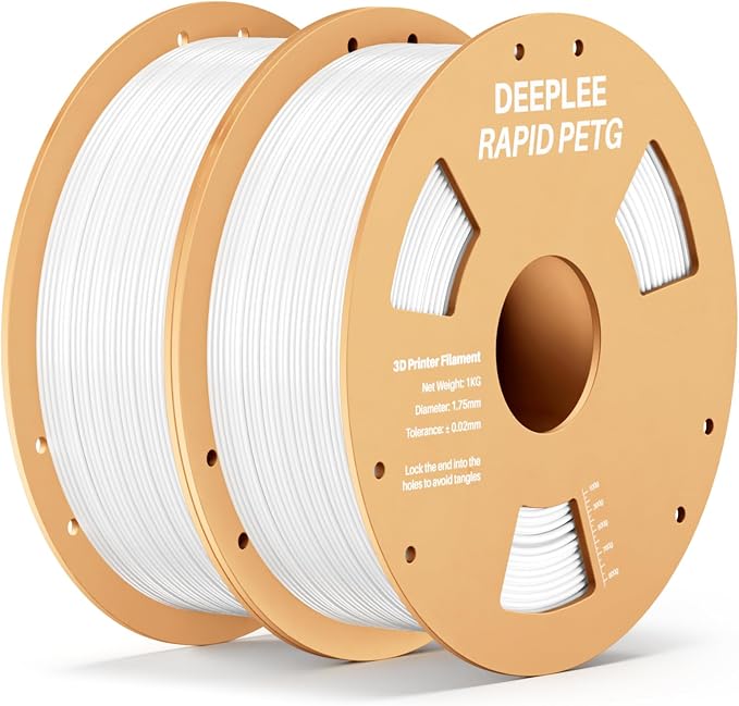 Rapid PETG Filament 1.75mm, High Speed PETG 3D Printer Filament Up to 600 mm/s, Dimensional Accuracy +/- 0.02 mm, Fits for Most FDM 3D Printers, 2 Pack 1kg White