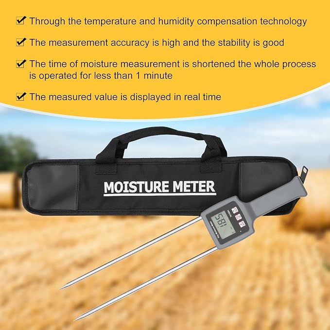 TK100H Portable Hay Moisture Tester Probe, Precise Hay Moisture Meter, Hay Bale Moisture Tester, Hay Moisture Probe for Ensuring Optimal Hay Quality, Preventing Spoilage