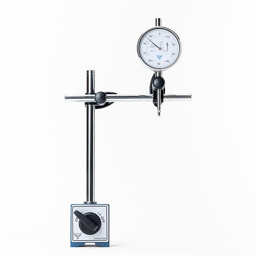 PEC Tools Magnetic Base 176lb/80kg Holding Force with Steel Arms, Heavy-Duty Magnetic Holder for Dial Indicators, Fits 6mm, 3/8" and Dovetail, Precision Measuring Tool Stand