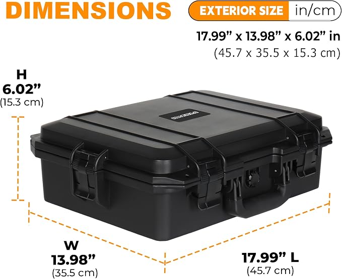 IP67 Hard Protective Case with Custom Pick-and-Pull Foam, Shockproof For Camera Drones Equipment Storage, 18" in