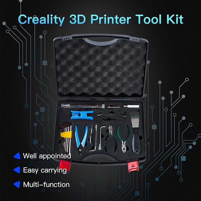 Creality 3D Printer Tool Box Kit, 35Pcs Case Includes 18 Types of Tools Screwdriver/Wrench/Pliers/Needle/SD Reader 3D Printing ABS Storage Toolbox Set for Cleaning Finishing Printing