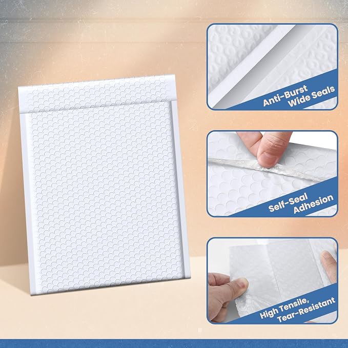Fuxury Bubble Mailers 10x13 Inch White 250 Pack Bulk Padded Envelopes Thick Mailing Envelopes Bubble Opaque Padded Mailers Shipping Bags for Mailing Book Makeup Small Business