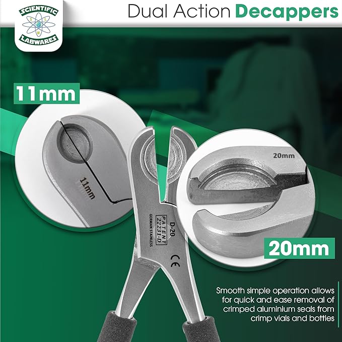 Dual Action Decapper Pliers for Decapping Crimped Vials and Bottles Scientific Labwares (11mm and 20mm)