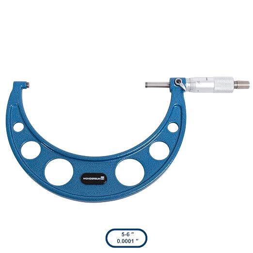 6 Pcs Outside Micrometer Set, Professional Precision Machinist Tool, 0-1"/1-2"/2-3"/3-4"/4-5"/5-6" Measuring Range, 0.0001" Graduation, Professional Accuracy for Metalworking & Engineering