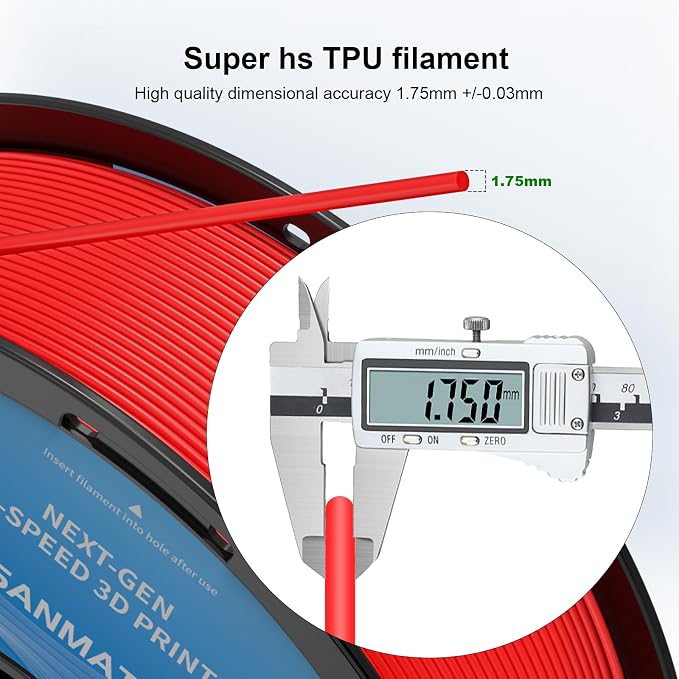 iSANMATE 95A HS TPU Filament Bundle 1.75mm, Black White Blue Red, 1kg*4 | High Speed HS / HF; Flexible TPU 95A; 3D Printer Filament for FDM 3D Printers; 1kg/2.2lbs; 50-200mm/s