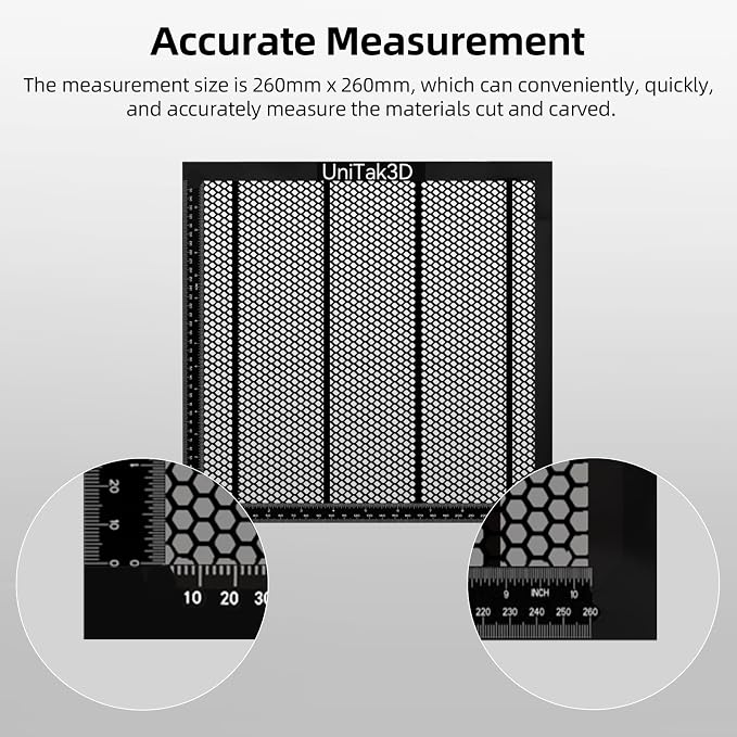 UniTak3D Honeycomb Laser Bed 300 x300 mm Working Table for S1/RAY5 Engraver,Fast Heat Dissipation and Desktop Protection with Aluminium Plate(Working Area:10.245x10.24in)