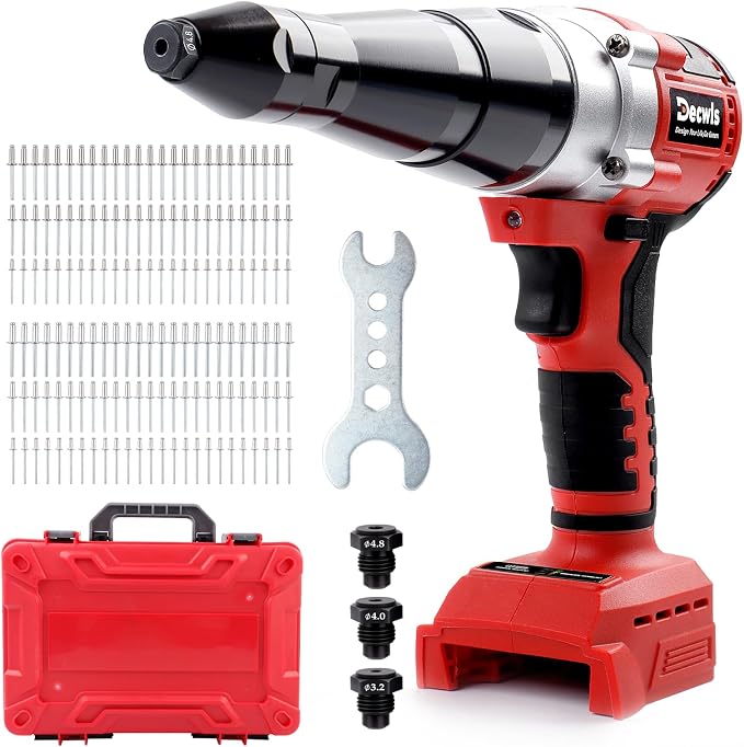 Cordless Rivet Gun Electric Compatible with Milwaukee 18V Battery(Only Tool), Brushless Pop Rivet Gun Kit for Stainless Steel & Aluminum Rivets 1/8'', 5/32'', 3/16", Blind Riveter Tool
