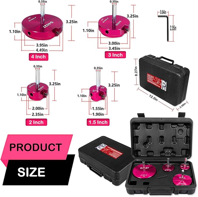 4-Piece Plastic Pipe Reamer Tool Kit for PVC, CPVC, and ABS Fittings, Includes 1.5", 2", 3", 4" Reamers, Compatible with Standard 1/2" Drills, 3/8" Hex Shaft, for Exhaust, Drain, Water Pipes Cleaning