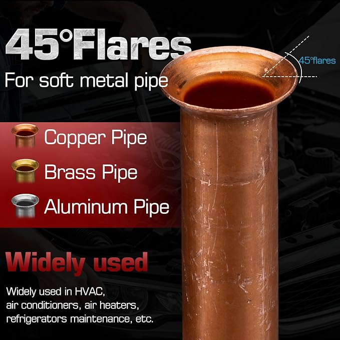 Brake Line Flaring Tool Kit 7-Piece, 3/16" 1/4" SAE Double & Bubble Flare Tool, 45° Flaring Tool for Brake & Fuel Lines, 3/16 Brake Flare Tool for Automotive Hydraulic Repair (5)