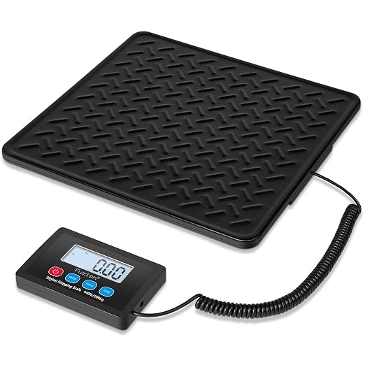 Fuzion Shipping Scale, 440LB x 10g High Accuracy Digital Postal Scale | Durable Alloy Steel Platform, Heavy Duty Scale for Packages, Luggage, Large Floor Scale Battery and AC Adapter Included