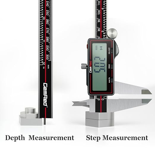 GemRed Wireless Digital Caliper, 12 inch Stainless Steel Measuring Tool with Data Output, Inch/MM Conversion, Zero Reset, Auto Off, for DlY, Woodworking, Household