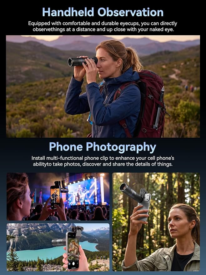 MIAO LAB 5-10X TeleZoom Lens for Smartphones – Aerospace Aluminum Build with Universal Clip for iPhone 17/16/15/14/13 Series (Excluding Air), Samsung, Google, Android – Travel Zoom Kit