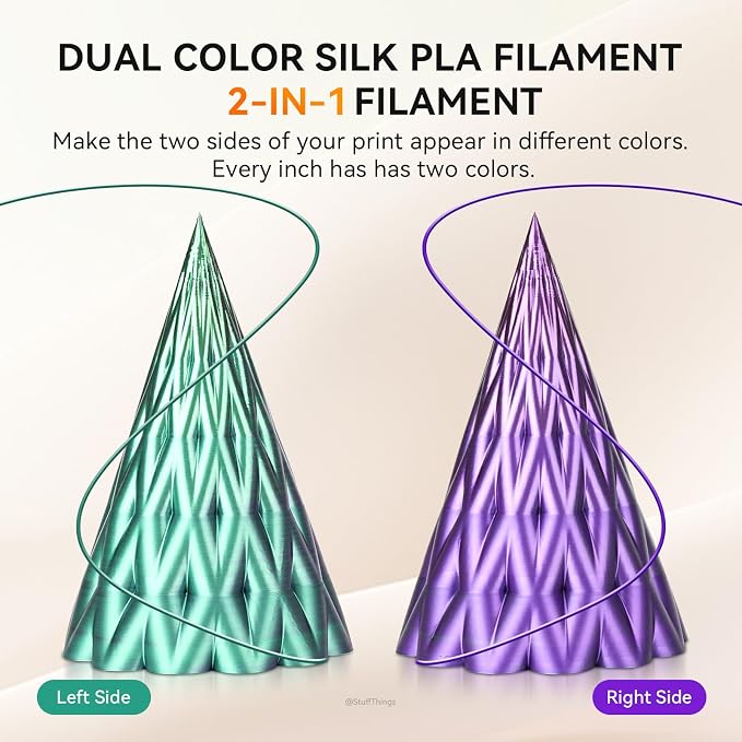 TECBEARS 10KG Silk PLA Filament Bundle - Dual & Triple Color Silk PLA, 1kg x 10 Pack