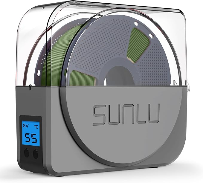 SUNLU Official Filament Dryer S1 Plus, Built-in Circulation Fan, Filament Dryer Box Storage Box for 3D Printer Filament 1.75 2.85 3.00, S1 Plus Grey