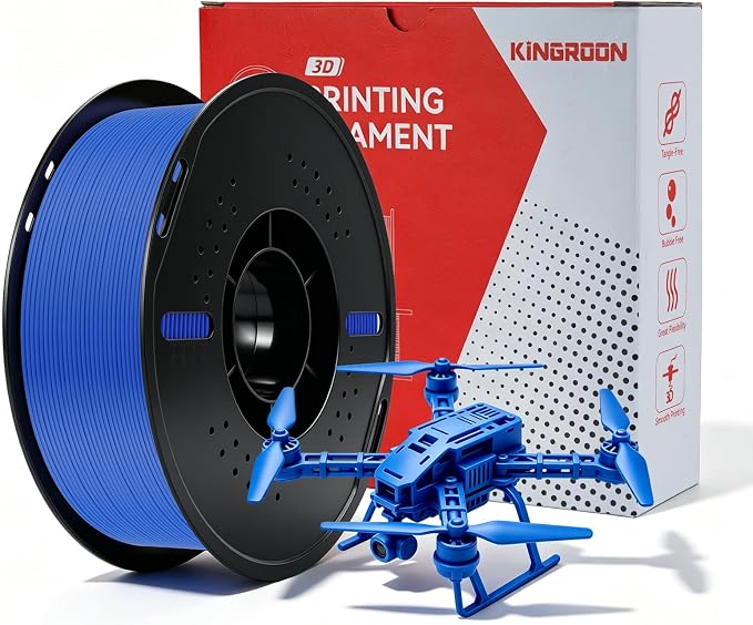 Kingroon PLA Plus（PLA+） 3D Printer Filament, Dimensional Accuracy +/- 0.03 mm, 1 kg Spool(2.2lbs), 1.75 mm，Blue