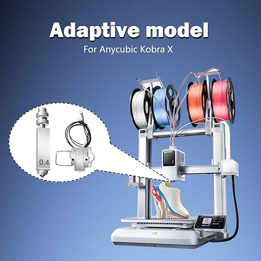 4PCS Kobra X Hotend Nozzles and 1PC Heating Assembly Kit 3D Printer Assembled Extruder Kits for Anycubic Kobra X All Metal Hot End/Printhead Integrated 0.4mm/0.4mm/0.6mm/0.8mm Nozzle