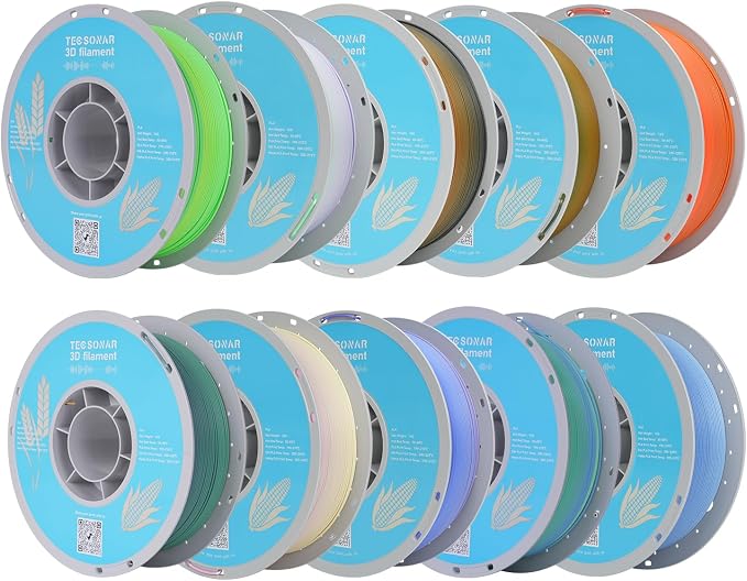 Matte Rainbow PLA 3D Printer Filament, 10 Rolls,1KG Spool(2.2lbs) 1.75mm 3D Printing Multicolor Gradient Filament Bundle for Most FDM 3D Printers,10 Different Matte Rainbow Colors
