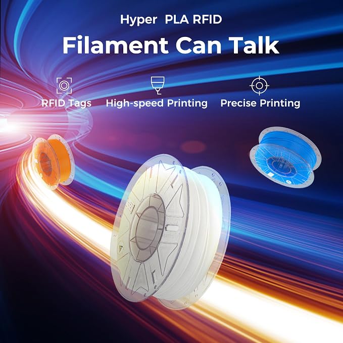 Creality Hyper PLA Filament 1.75mm, RFID 3D Printer Filament for High-Speed Printing up to 600mm/s, ±0.03mm Accuracy, 1KG/Spool (2.2lbs), 3D Printing Filament for Most 3D Printers (Peach Fuzz)