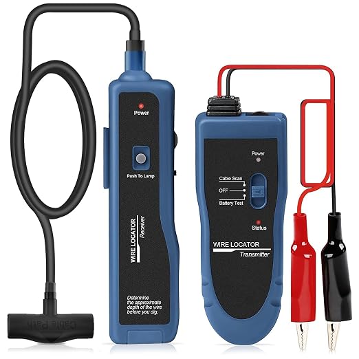 NOYAFA Underground Wire Locator - Circuit Tracer Pet Fence, Electrical, Network & Irrigation Wires, Rechargeable Lithium Battery, LED Flashlight, Easy Cable Break Detection, NF-816LS