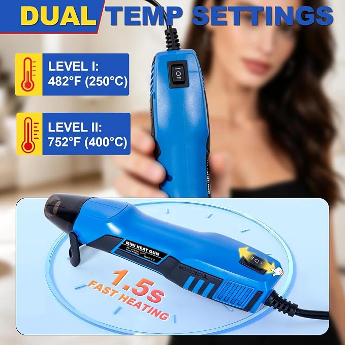 350W Mini Heat Gun for Heat Shrink Tubing, 460PCS 10-26 AWG Solder Seal Wire Connectors & Waterproof Shrink Tube Kit, Portable Hot Air Gun with 2-Temp Max 752°F (400°C) for Automotive, Wiring Repair
