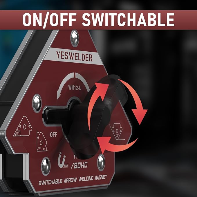 YESWELDER Switchable Welding Magnet 176LB On/Off Switch Arrow Magnetic Welding Holder, Holding Power Welding Accessory