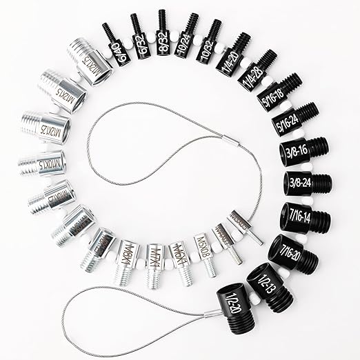 Nut and Bolt Thread Checker, Bolt Size Finder, 28 Male/Female Thread Gauges (15 Inch & 13 Metric) Thread Checker Standard and Metric, Bolts and Nut Identifier Gauge