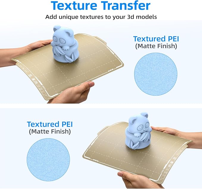 BIQU PyroGrip Double Side Textured PEI Build Plate for Bambu-Lab P1P P1S P2S X2D X1C X1E A1 3D Printers 257x257mm PEI Spring Steel Flexible Sheet Print Bed Removable Surface Platform