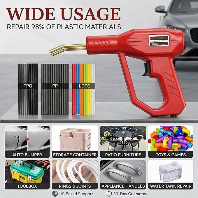 Upgraded 230W 2-in-1 Plastic Welder Kit,Hot Stapler Soldering Gun with 1200PCS Staples & 120PCS Welding Rods,Built-in Temperature Control Protector,With Better Hand Feel,Suitable for Most Plastics