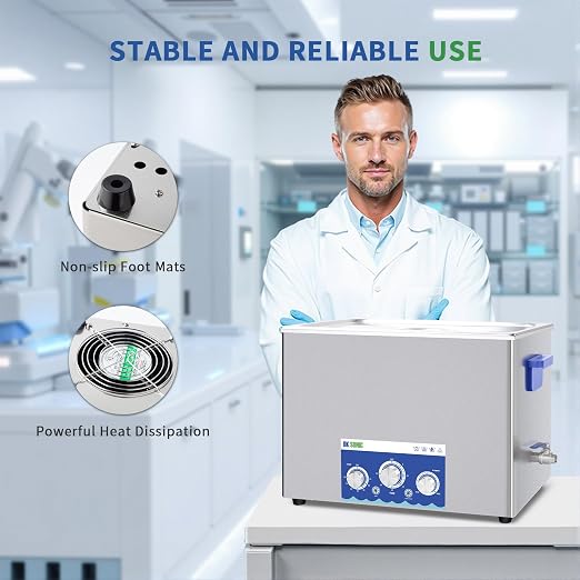 DK SONIC Industrial Ultrasonic Cleaner 37L 720W, Ultrasonic Carburetors Cleaner with Power Adjustable Function, Timer and Heater for Parts,Circuit Board,Chains Cleaning(Include Basket)