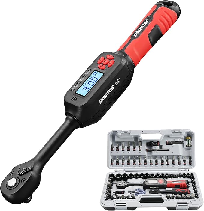 3/8" Digital Torque Wrench 2-45 Ft.lb (±2%), 68PCS Small Digital Torque Wrench Set with Short Handle, Sockets & Adapters for Automotive, Bike, Motorcycle Machinery Repair