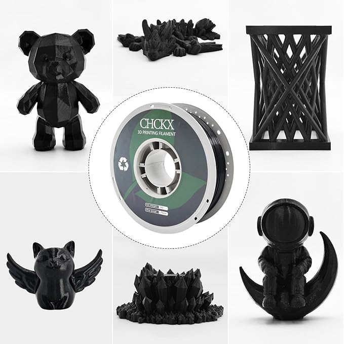 PETG 3D Printer Filament, Dimensional Accuracy +/- 0.03 mm, 1kg Spool(2.2lbs), 1.75 mm Fit for Most 3D Printers, Black