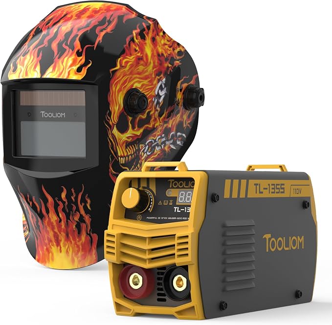TOOLIOM Flaming Skull Design Welder Helmet+135A 110V Stick Welder
