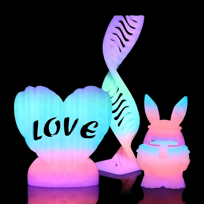 LOVOON 3D Printer Filament Luminous Glow Rainbow PLA,Magic irradiative 3D PLA Filament 1.75mm, for Halloween and Christmas Decorations, Glow-Rainbow 5,1KG(2.2lbs)/Spool